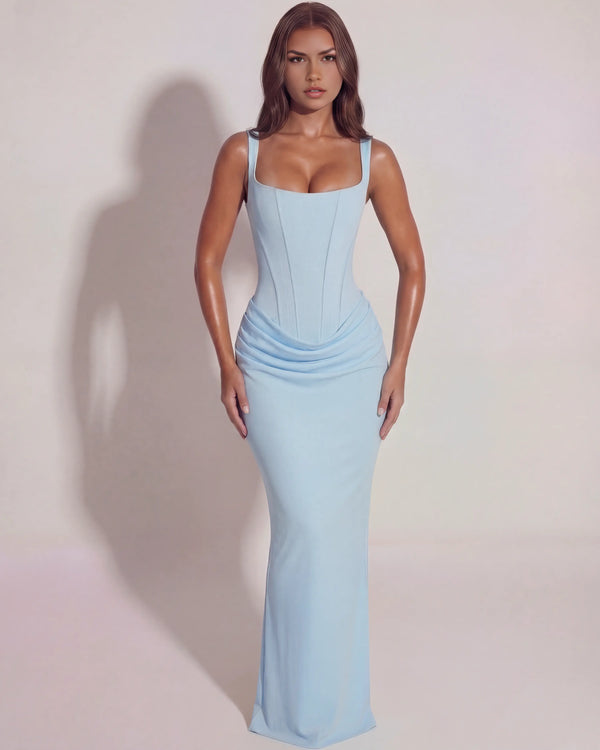 Eleonora – Baby Blue Sculpted Maxi Gown Clotheshomes™