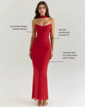 Malu – Red Mesh Corset Maxi Set Clotheshomes™