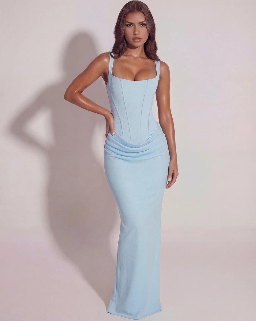 Eleonora – Baby Blue Sculpted Maxi Gown Clotheshomes™