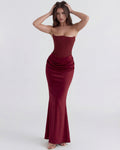 Rosalind – Burgundy Corset Maxi Dress Clotheshomes™