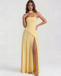 Serena – Butter Yellow Strapless Maxi Dress Clotheshomes™