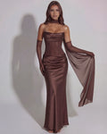 Vittoria – Brown Sculpted Maxi Gown Clotheshomes™