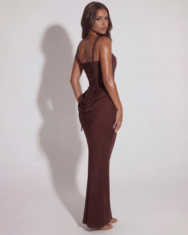Eleonora – Chocolate Sculpted Maxi Gown