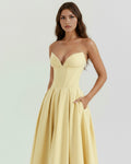 Amalfi – Light Yellow Sculpted Corset Dress Clotheshomes™