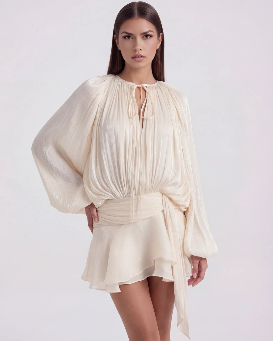 Giovanna – Cream Sculptural Mini Dress Clotheshomes™
