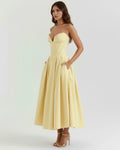 Amalfi – Light Yellow Sculpted Corset Dress Clotheshomes™