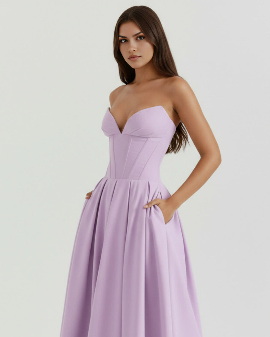 Amalfi – Violet Sculpted Corset Dress Clotheshomes™