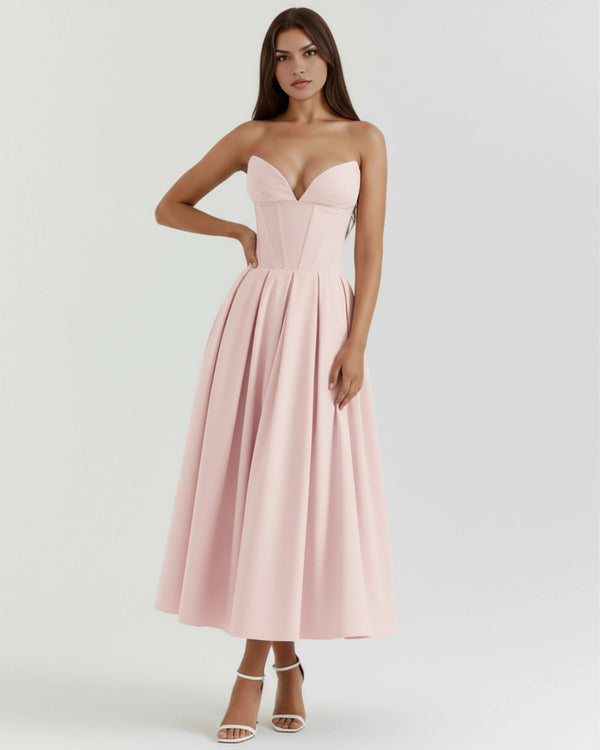 Amalfi – Pink Sculpted Corset Dress Clotheshomes™