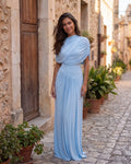 Camilla – Baby Blue Draped Maxi Dress Clotheshomes™