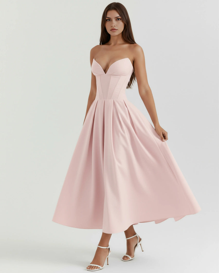 Amalfi – Pink Sculpted Corset Dress Clotheshomes™