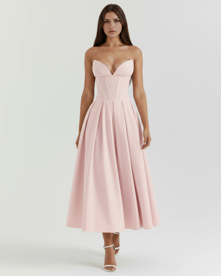 Amalfi – Pink Sculpted Corset Dress Clotheshomes™