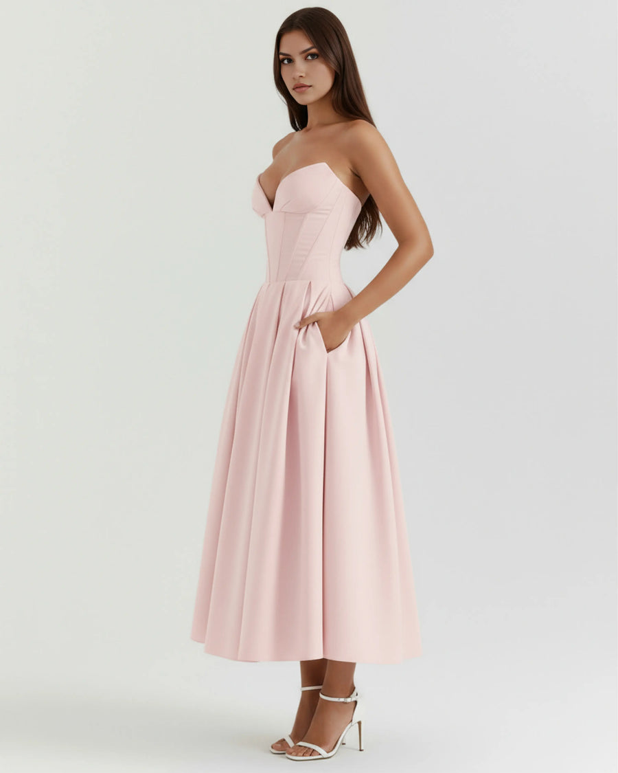 Amalfi – Pink Sculpted Corset Dress Clotheshomes™