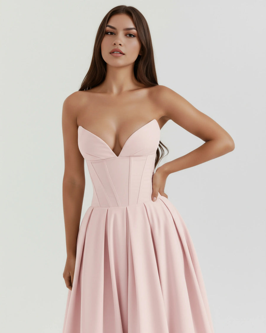 Amalfi – Pink Sculpted Corset Dress Clotheshomes™