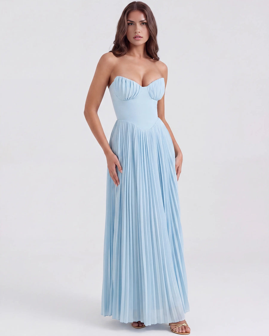 Siena – Baby Blue Georgette Maxi Dress Clotheshomes™