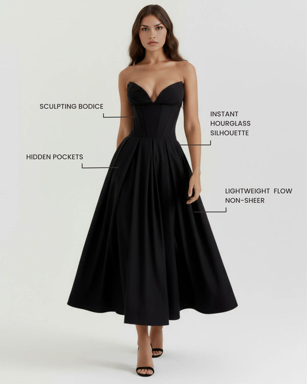 Amalfi – Black Sculpted Corset Dress