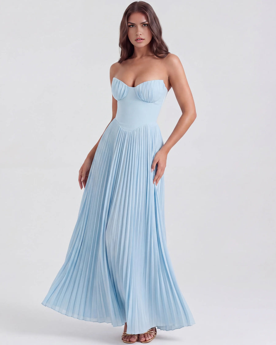 Siena – Baby Blue Georgette Maxi Dress Clotheshomes™