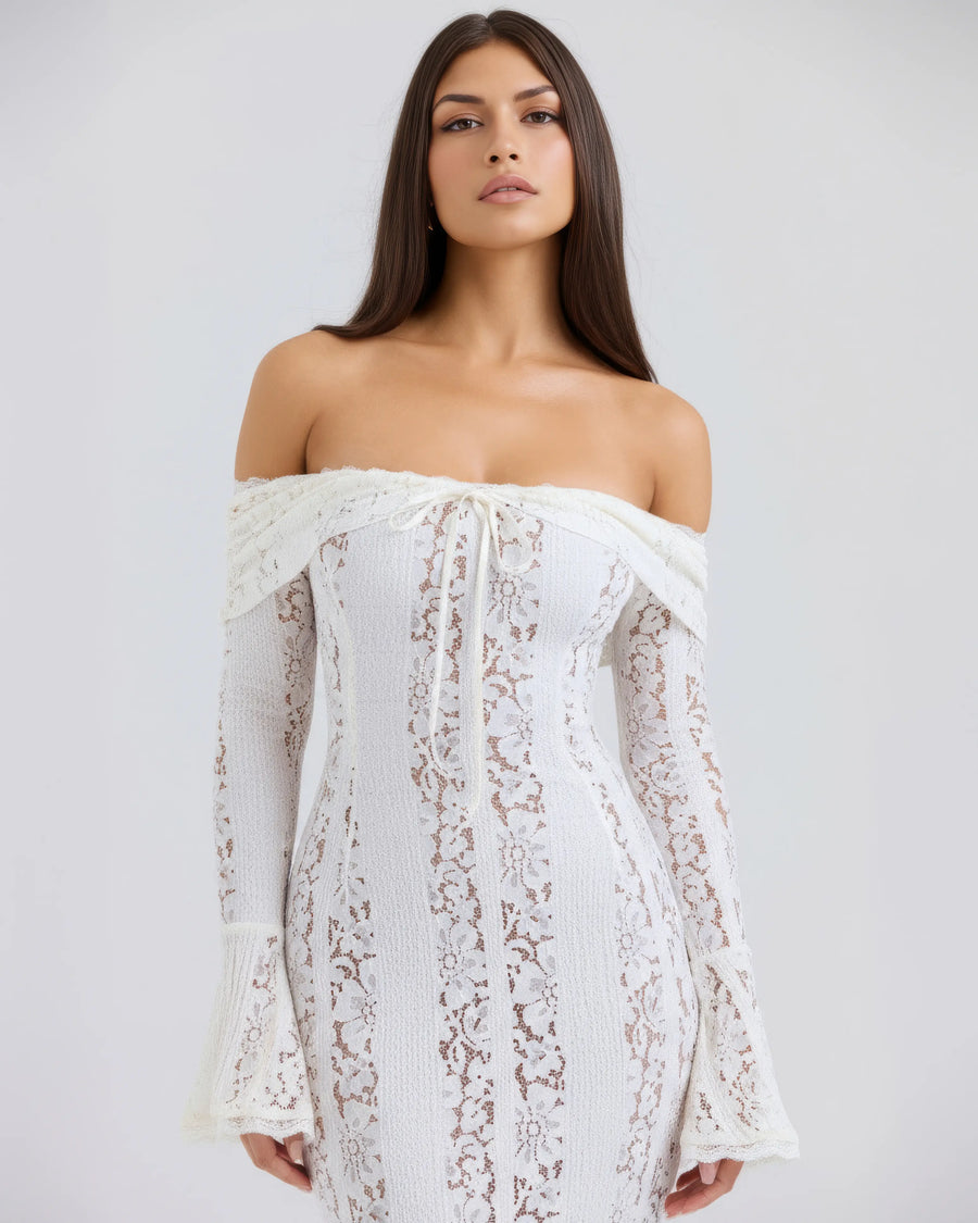 Alessandra – White Floral Lace Maxi Dress Clotheshomes™