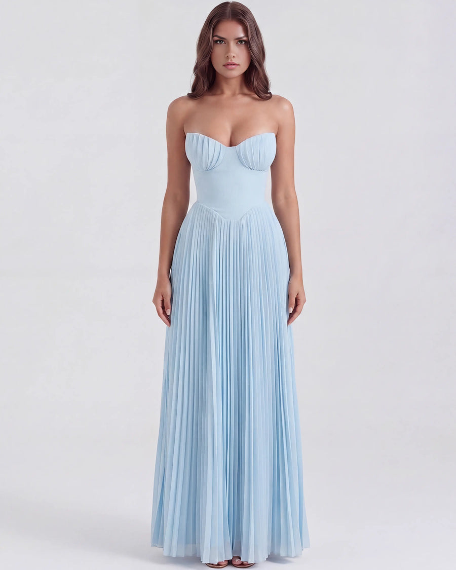 Siena – Baby Blue Georgette Maxi Dress Clotheshomes™