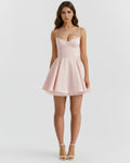 Selene – Blush Pink Satin Mini Dress Clotheshomes™