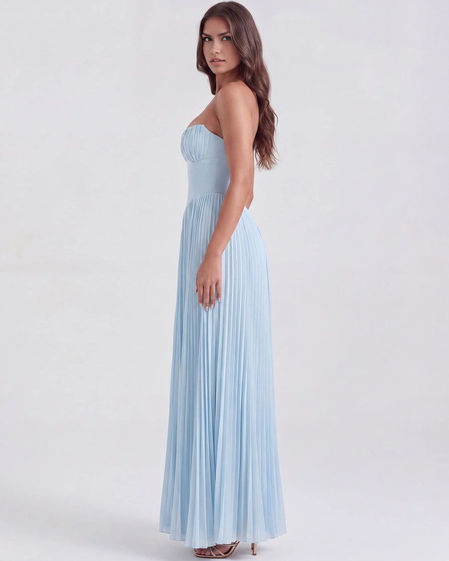 Siena – Baby Blue Georgette Maxi Dress Clotheshomes™