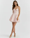 Selene – Blush Pink Satin Mini Dress Clotheshomes™