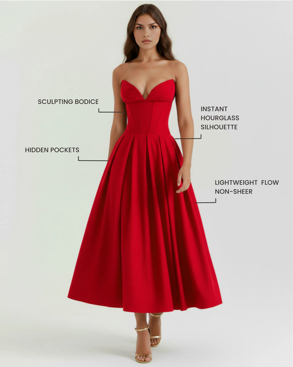 Amalfi – Red Sculpted Corset Dress