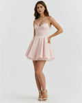 Selene – Blush Pink Satin Mini Dress Clotheshomes™