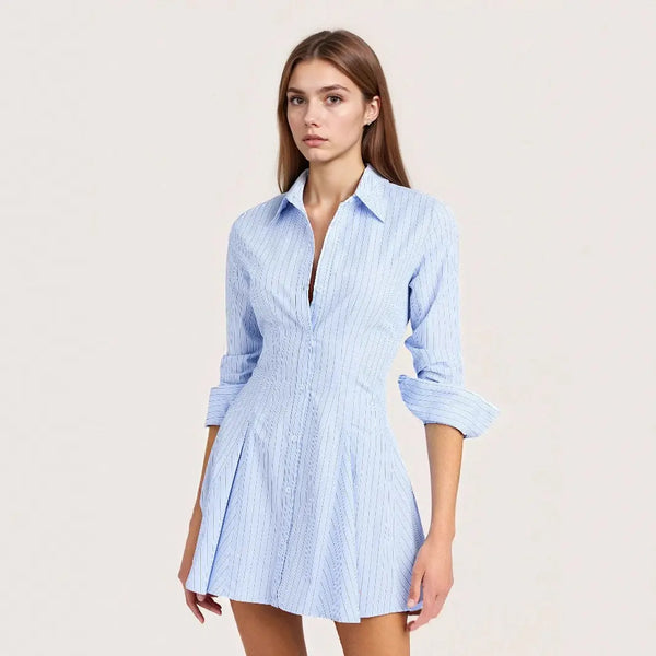 Blue and White Striped Dress Clotheshomes™