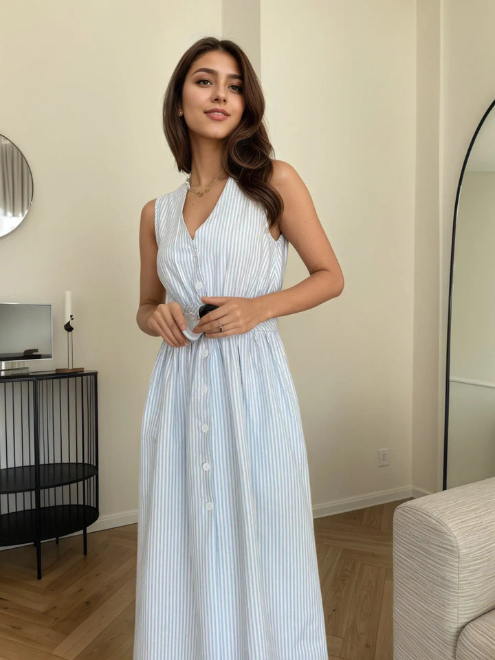 Blue and White Striped Dress Clotheshomes™