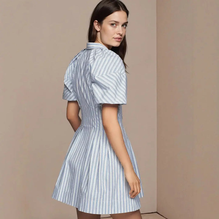 Blue and White Striped Shirt Dress Clotheshomes™