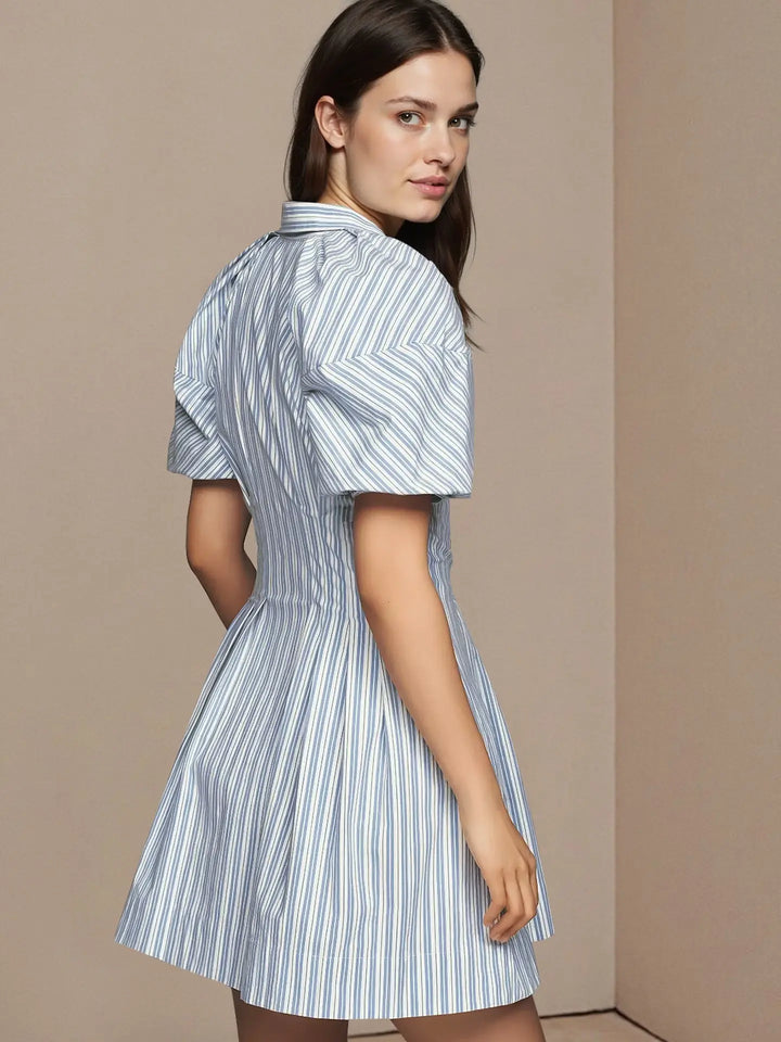 Blue and White Striped Shirt Dress Clotheshomes™