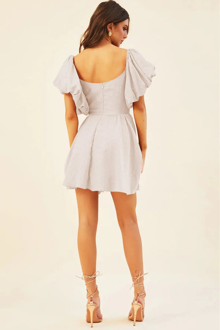 欧美新款方领短款裙子亚马逊高端女装尾单清货法式连衣裙 Clotheshomes™