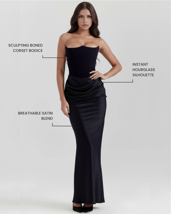 Rosalind – Black Corset Maxi Dress