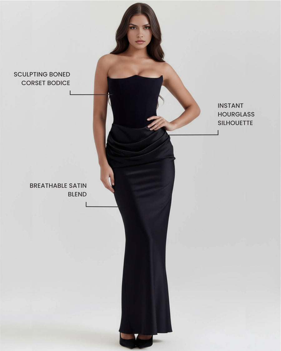Rosalind – Black Corset Maxi Dress Clotheshomes™