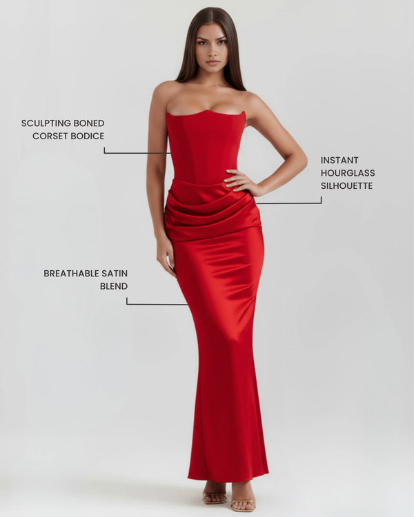 Rosalind – Red Corset Maxi Dress