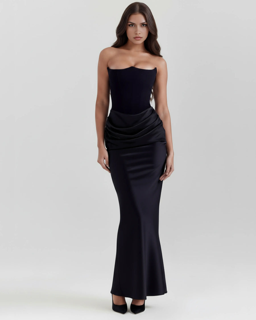 Rosalind – Black Corset Maxi Dress Clotheshomes™