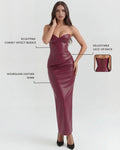 Vanessa – Burgundy Stretch Velvet Midi Dress Clotheshomes™