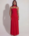 Serena – Red Crepe Maxi Dress Clotheshomes™