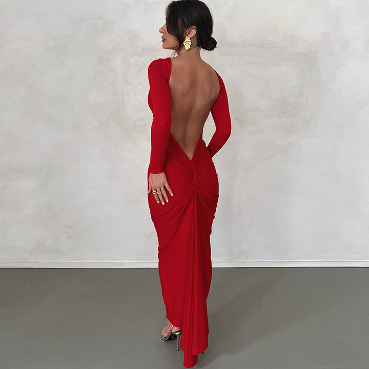 Long Sleeve Backless Dress Clotheshomes™