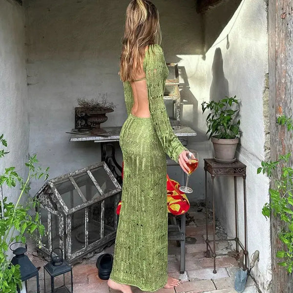 Long Sleeve Backless Dress Clotheshomes™
