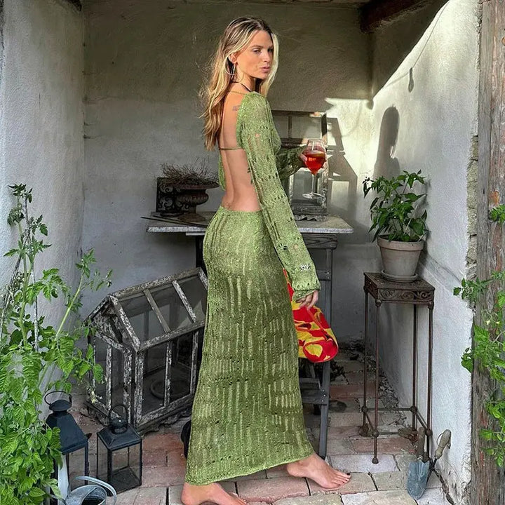Long Sleeve Backless Dress Clotheshomes™