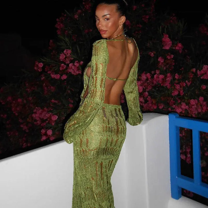 Long Sleeve Backless Dress Clotheshomes™