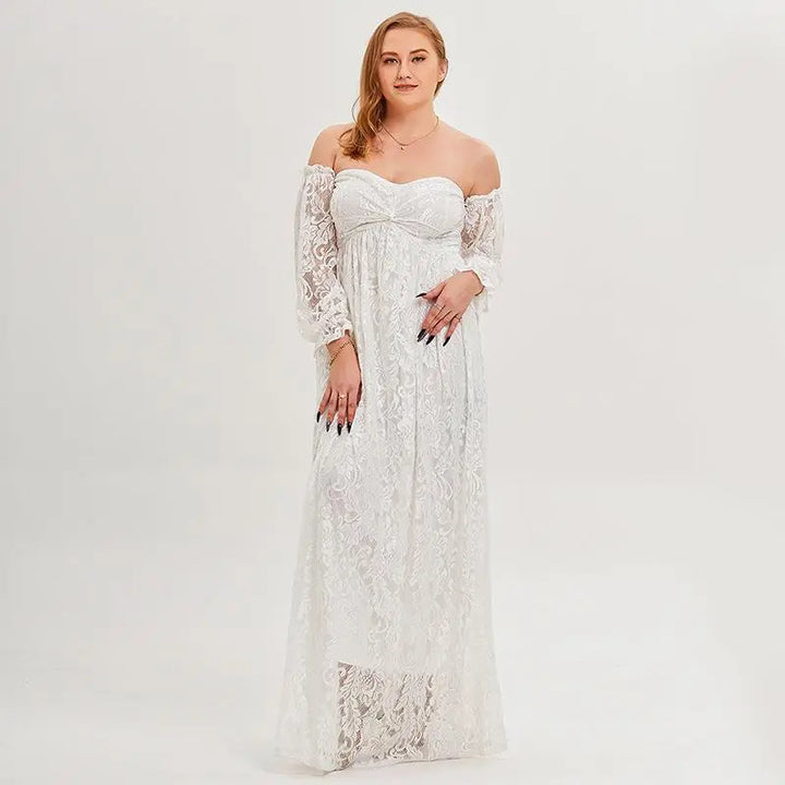 Off-Shoulder  White Lace Wedding Dress Clotheshomes