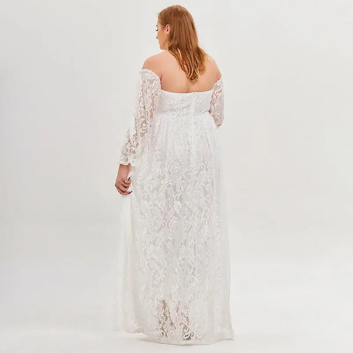 Off-Shoulder  White Lace Wedding Dress Clotheshomes