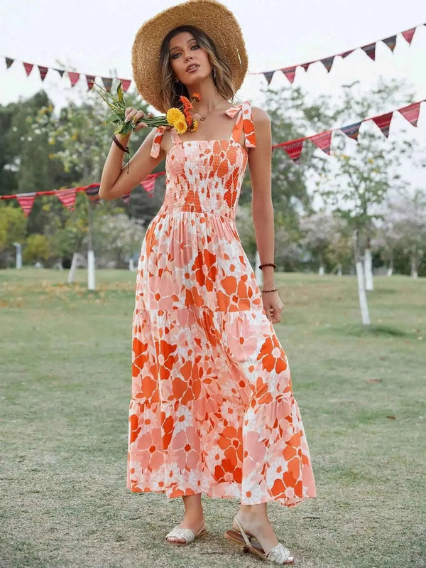 Orange Floral Dress Clotheshomes