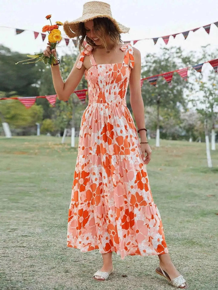 Orange Floral Dress Clotheshomes