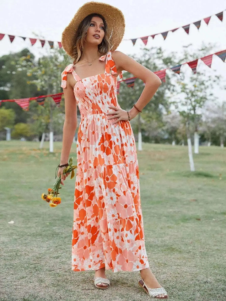 Orange Floral Dress Clotheshomes