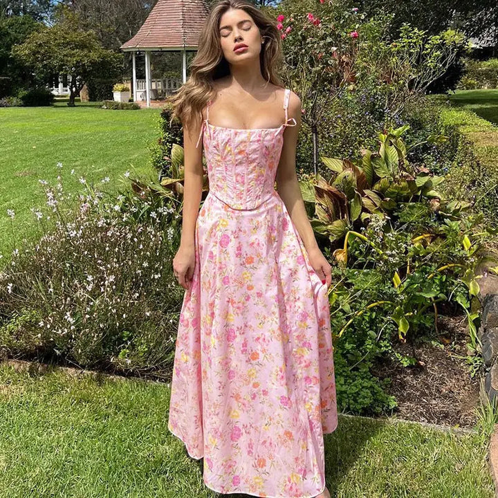 Pink Floral Maxi Dress Clotheshomes™