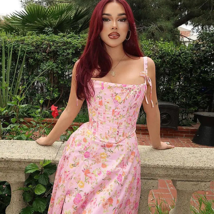 Pink Floral Maxi Dress Clotheshomes™