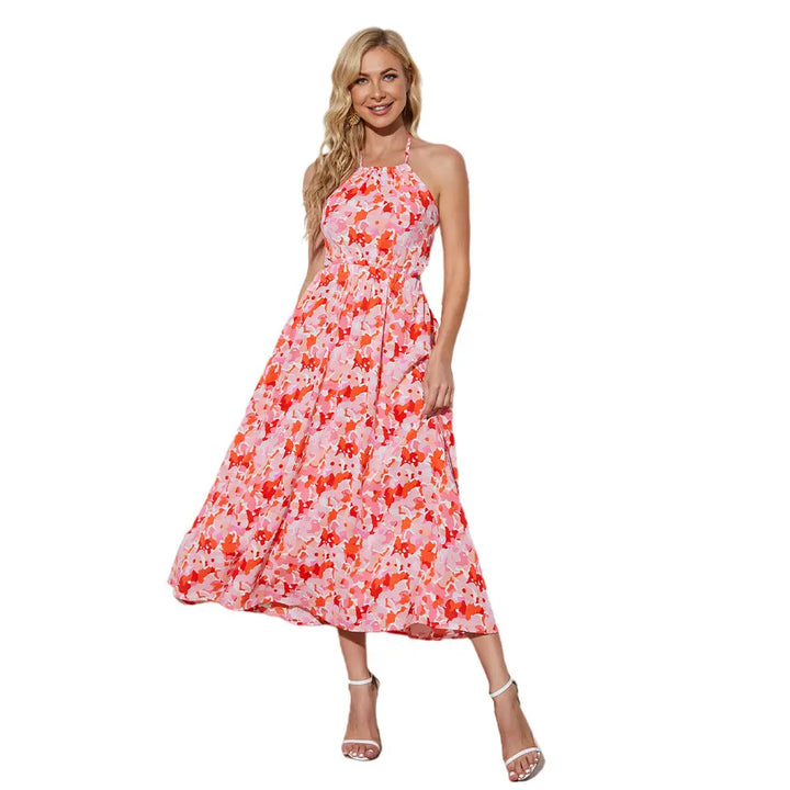 Clotheshomes™ Pink Print Backless Dress Clotheshomes™